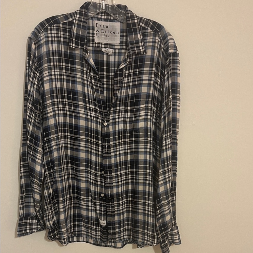 Frank & Eileen Navy and White Plaid Shirt